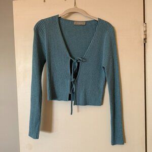 Everlane S Blue Tie Front Top